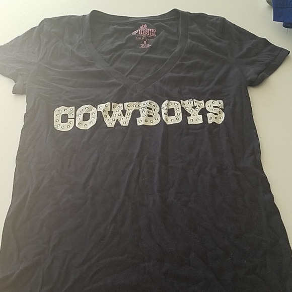 PINK Cowboys V Neck Tshirt - Picture 1 of 4